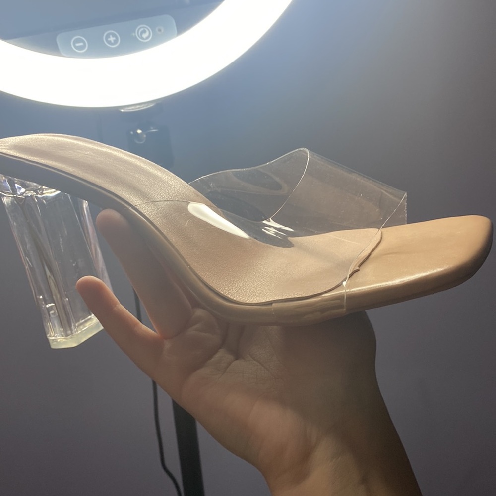 COPY - Clear Chunky Heeled Sandal Mules size 35